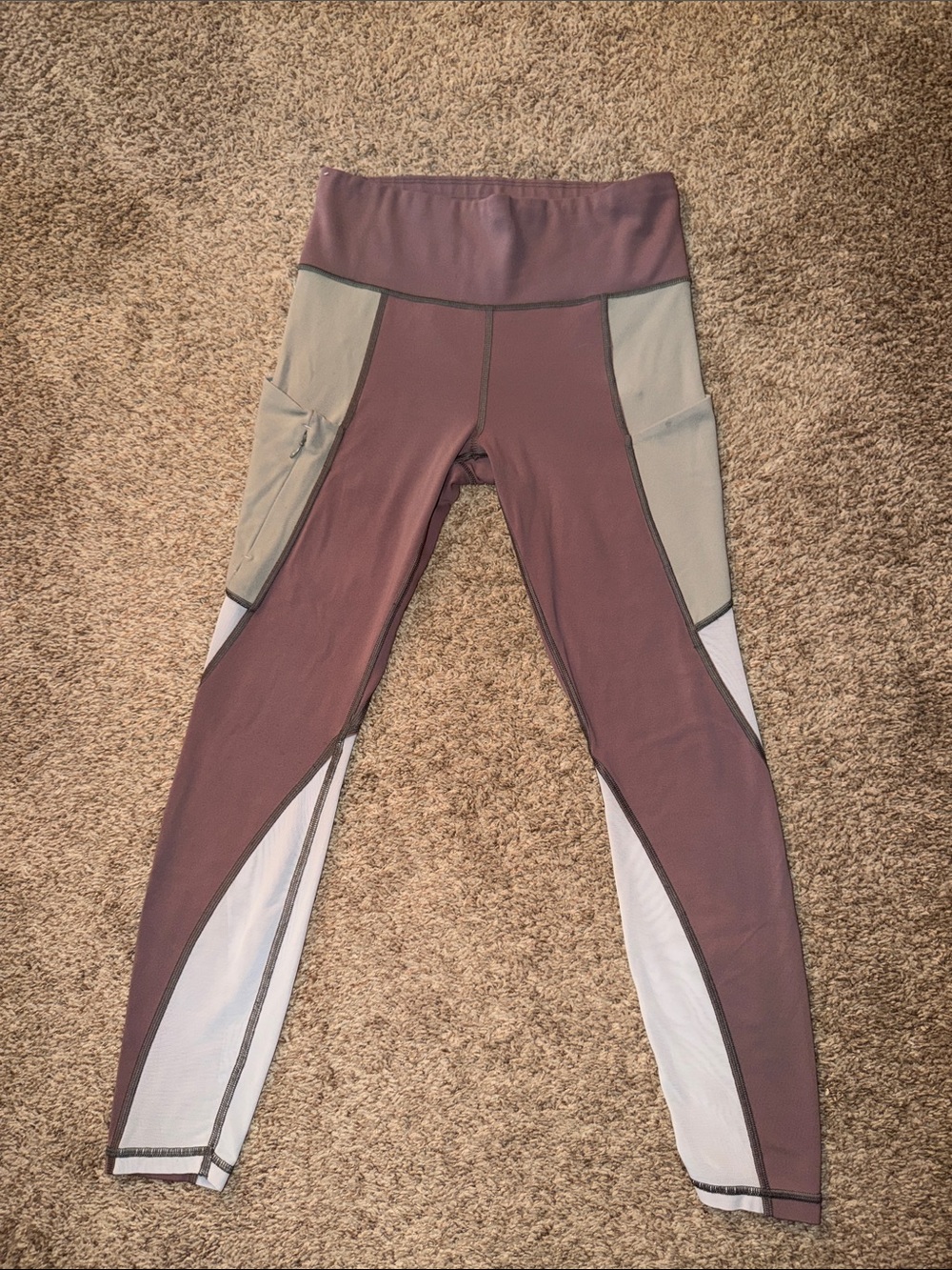 Athleta Up For Anything Colorblock 7/8 Tight Gray Purple Leggings 209921 Size S